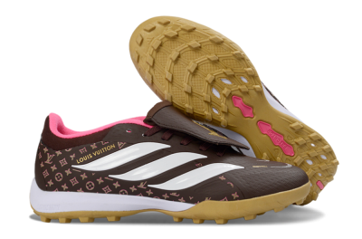 Men's Adidas Predator 26 Elite Fold-Over Tongue TF Football Shoes - Brown/Soft Pink/Golden Beige