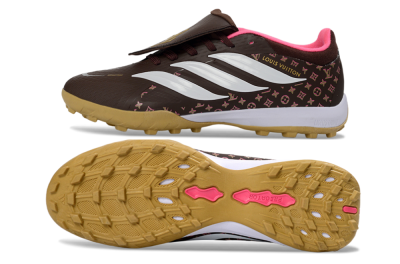 Men's Adidas Predator 26 Elite Fold-Over Tongue TF Football Shoes - Brown/Soft Pink/Golden Beige