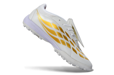 Men's Adidas Predator 26 Elite Fold-Over Tongue TF Football Shoes - White/Gold Metallic/Light Purple