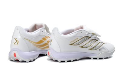 Men's Adidas Predator 26 Elite Fold-Over Tongue TF Football Shoes - White/Gold Metallic/Light Purple