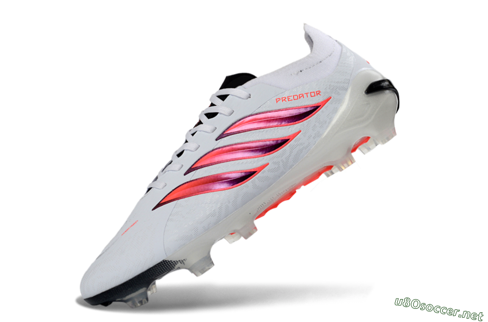 Men's Adidas Predator 26 Elite FG Football Boots - White/Vibrant Red/Black 5