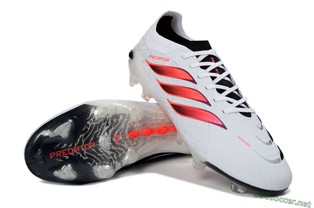 Men's Adidas Predator 26 Elite FG Football Boots - White/Vibrant Red/Black 3