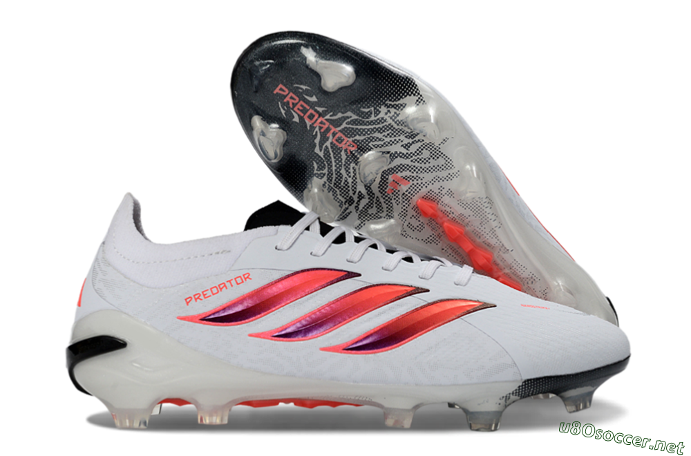 Men's Adidas Predator 26 Elite FG Football Boots - White/Vibrant Red/Black 2