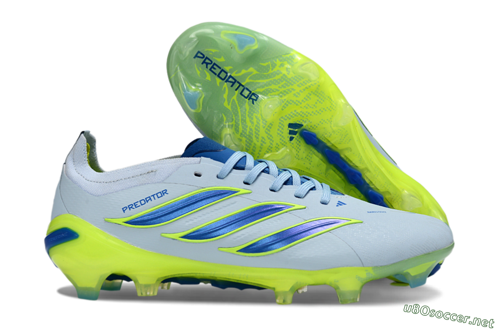 Unisex Adidas Predator 26 Elite FG Football Boots - Blue/Electric Lime/Azure 2