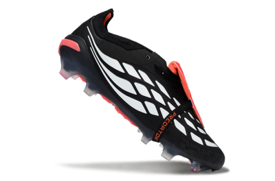 Unisex Adidas Predator 26 Elite Fold-Over Tongue FG Football Boots - Black/Electric Red/Silver