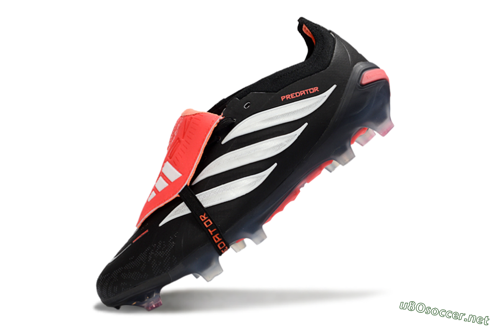 Unisex Adidas Predator 26 Elite Fold-Over Tongue FG Football Boots - Black/Electric Red/Silver 6