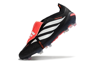 Unisex Adidas Predator 26 Elite Fold-Over Tongue FG Football Boots - Black/Electric Red/Silver