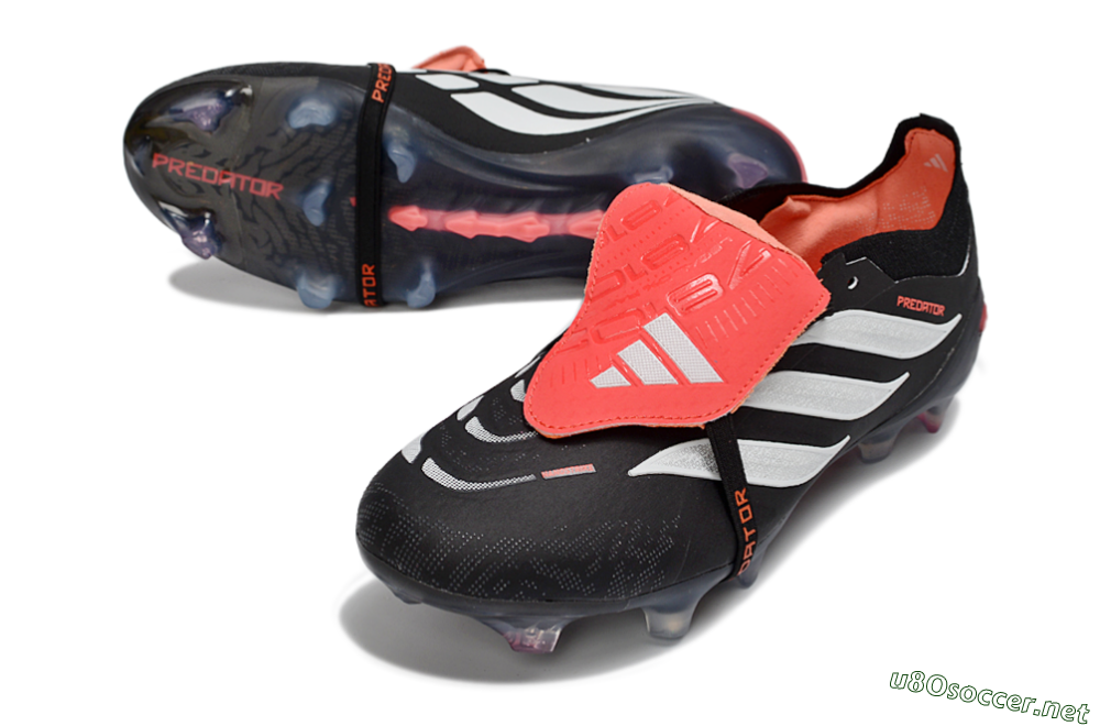 Unisex Adidas Predator 26 Elite Fold-Over Tongue FG Football Boots - Black/Electric Red/Silver 3