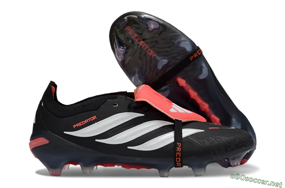 Unisex Adidas Predator 26 Elite Fold-Over Tongue FG Football Boots - Black/Electric Red/Silver 2