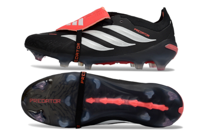 Unisex Adidas Predator 26 Elite Fold-Over Tongue FG Football Boots - Black/Electric Red/Silver
