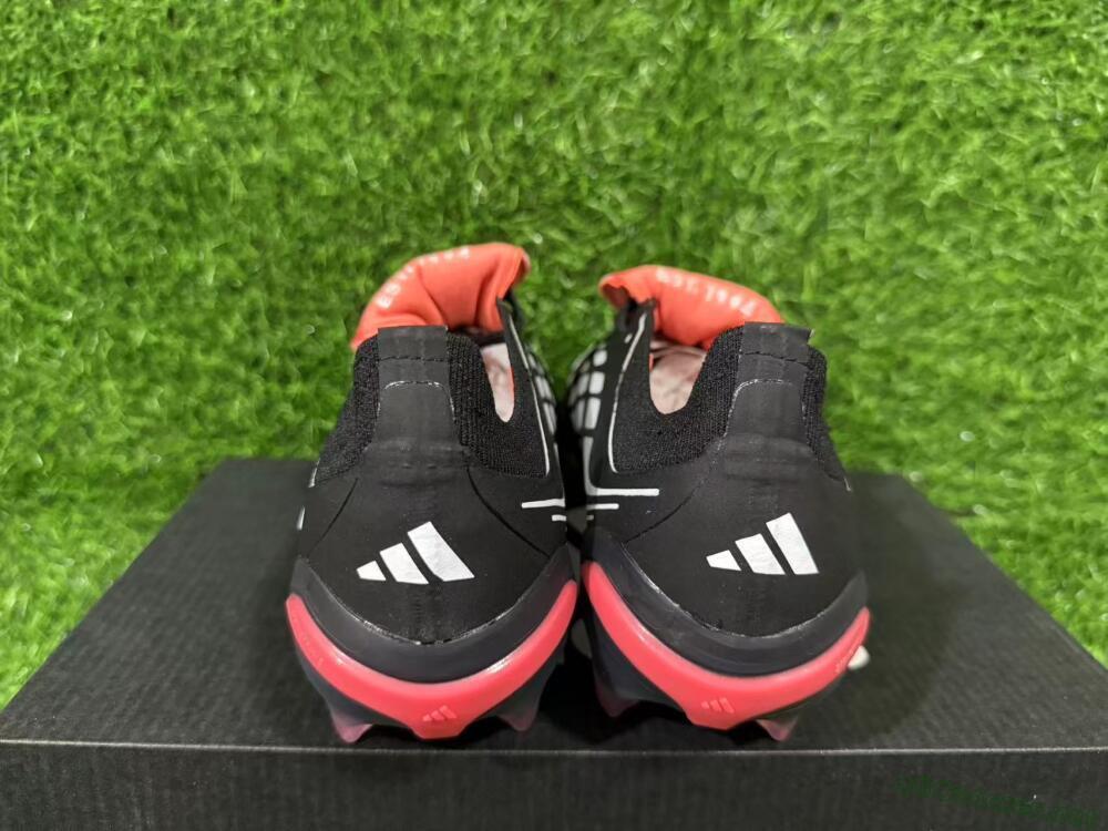 Unisex Adidas Predator 26 Elite Fold-Over Tongue FG Football Boots - Black/Electric Red/Silver
