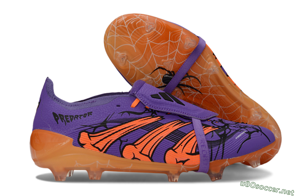 Unisex UFL x Adidas Predator 25 Elite Fold-Over Tongue FG Football Boots - Purple/Burnt Orange/Spider Black 2