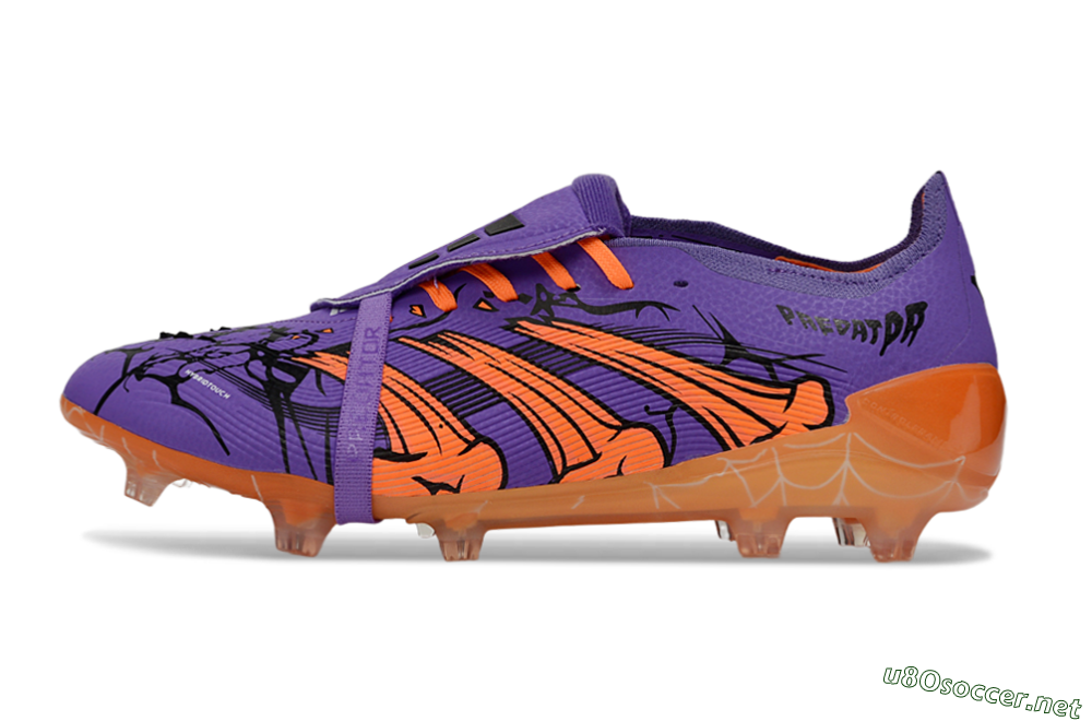 Unisex UFL x Adidas Predator 25 Elite Fold-Over Tongue FG Football Boots - Purple/Burnt Orange/Spider Black 0