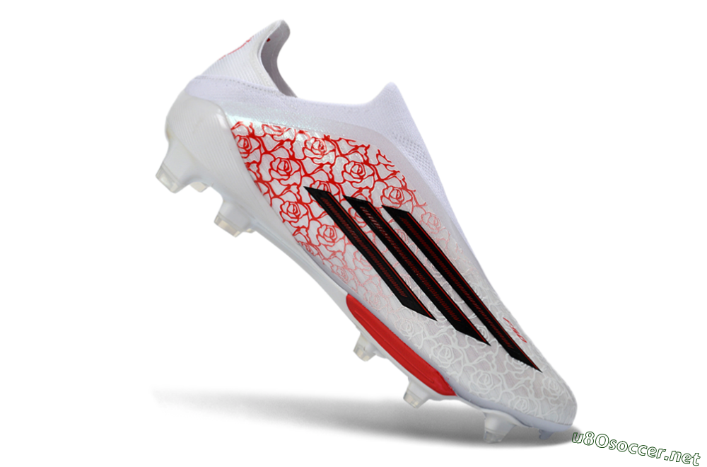 Men's Adidas F50+ Elite Lightstrike Pro Laceless FG Football Boots - White/Rose Red/Black 4