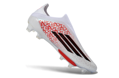Men's Adidas F50+ Elite Lightstrike Pro Laceless FG Football Boots - White/Rose Red/Black