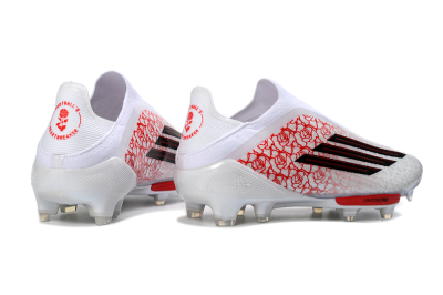 Men's Adidas F50+ Elite Lightstrike Pro Laceless FG Football Boots - White/Rose Red/Black