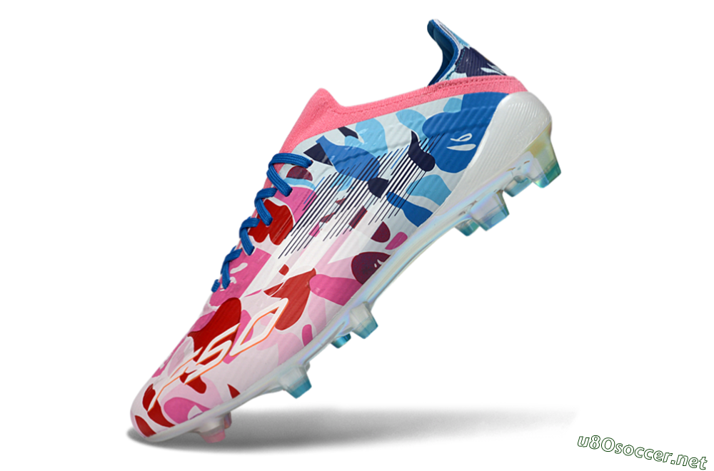 Unisex Adidas F50 Elite FG Football Boots - Pink/Blue Camo/Pink Splash 6