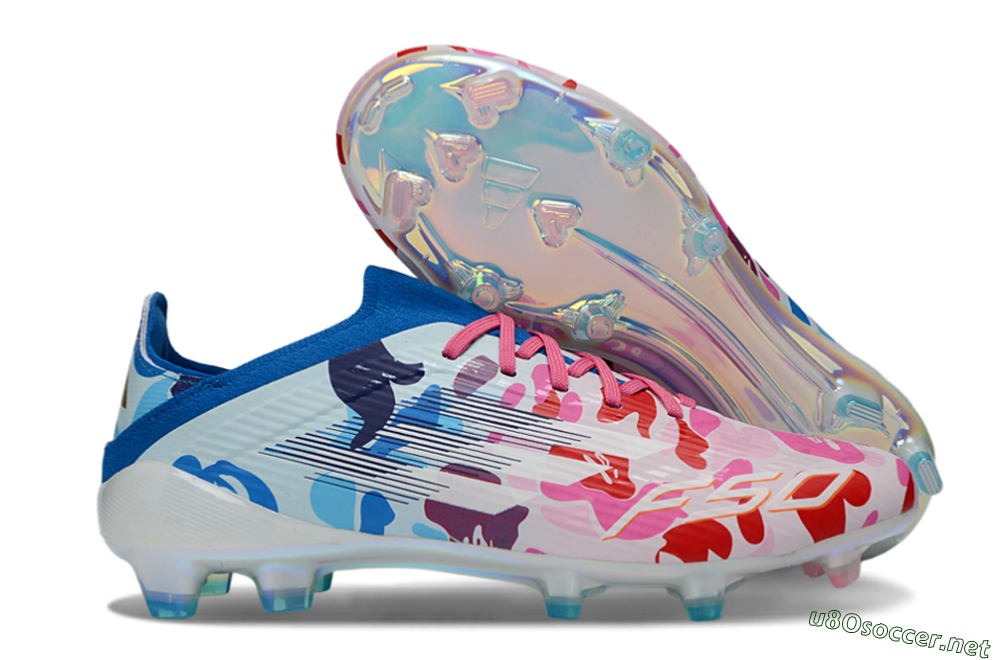 Unisex Adidas F50 Elite FG Football Boots - Pink/Blue Camo/Pink Splash 2