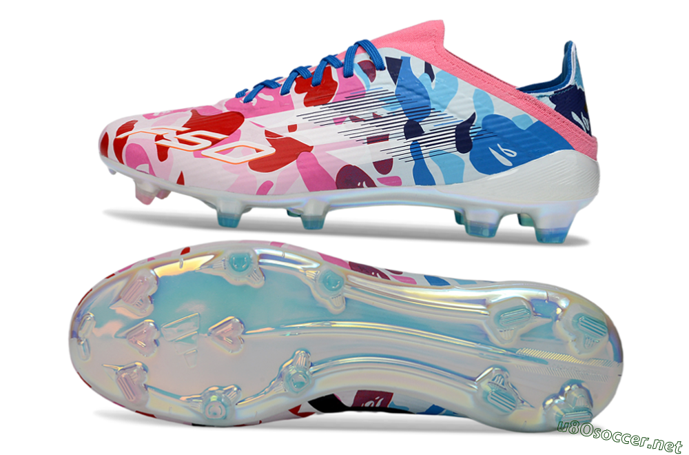 Unisex Adidas F50 Elite FG Football Boots - Pink/Blue Camo/Pink Splash 1