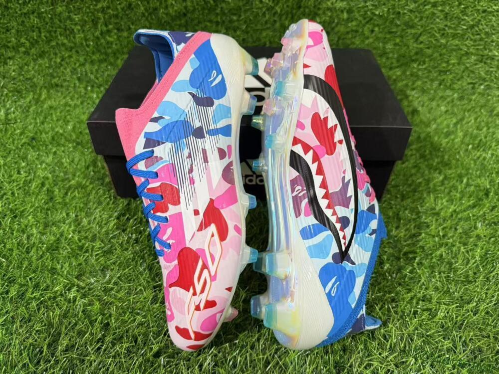 Unisex Adidas F50 Elite FG Football Boots - Pink/Blue Camo/Pink Splash