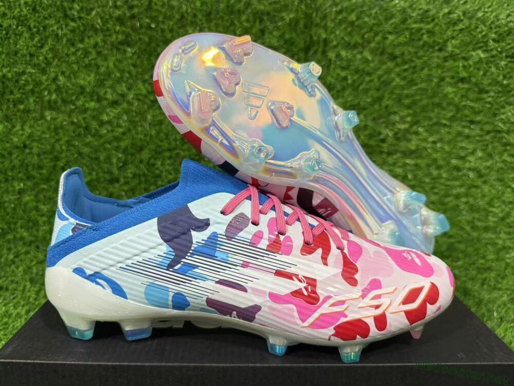 Unisex Adidas F50 Elite FG Football Boots - Pink/Blue Camo/Pink Splash