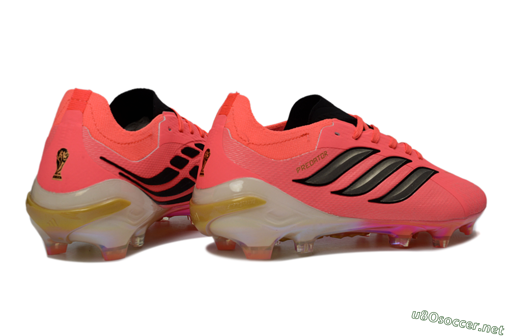 Men's Adidas Predator 26 Elite FG Football Boots - Pink/Neon Pink/Golden Accents 6