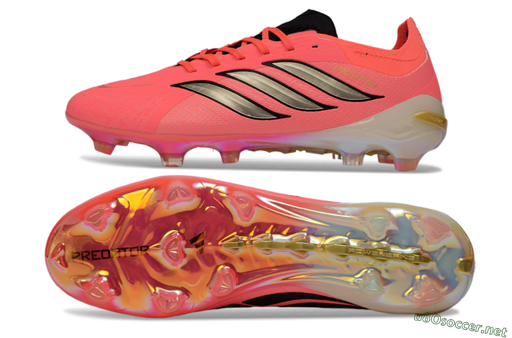 Men's Adidas Predator 26 Elite FG Football Boots - Pink/Neon Pink/Golden Accents 1