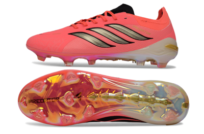 Men's Adidas Predator 26 Elite FG Football Boots - Pink/Neon Pink/Golden Accents