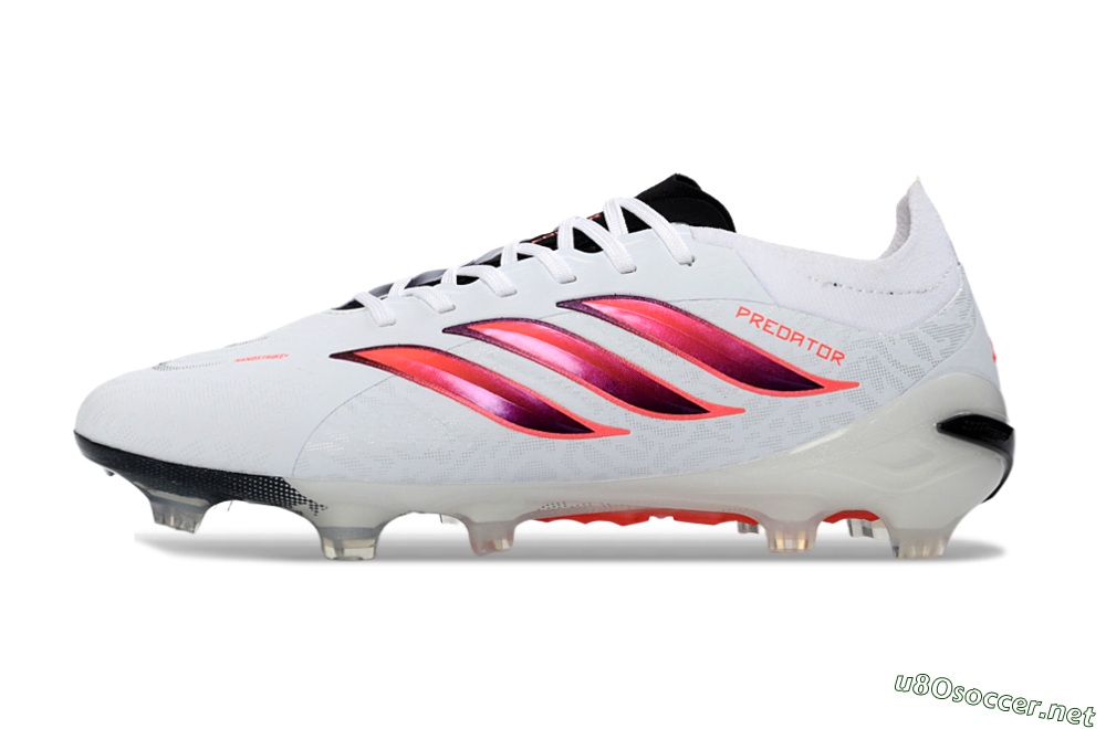 Unisex Adidas Predator 26 Elite FG Football Boots - White/Crimson Flash/Black Shadow 0