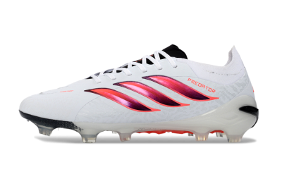 Unisex Adidas Predator 26 Elite FG Football Boots - White/Crimson Flash/Black Shadow