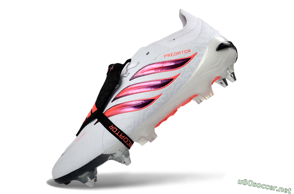 Men's Adidas Predator 26 Elite Fold-Over Tongue SG Football Boots - White/Electric Pink/Sleek Black 5