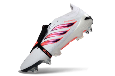 Men's Adidas Predator 26 Elite Fold-Over Tongue SG Football Boots - White/Electric Pink/Sleek Black