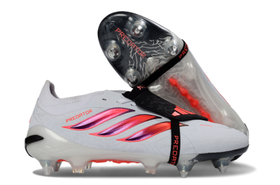 Men's Adidas Predator 26 Elite Fold-Over Tongue SG Football Boots - White/Electric Pink/Sleek Black