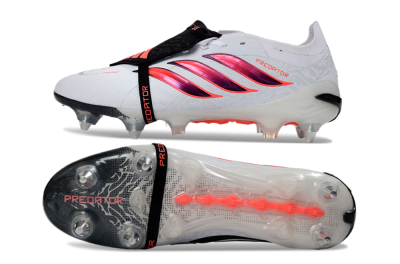 Men's Adidas Predator 26 Elite Fold-Over Tongue SG Football Boots - White/Electric Pink/Sleek Black
