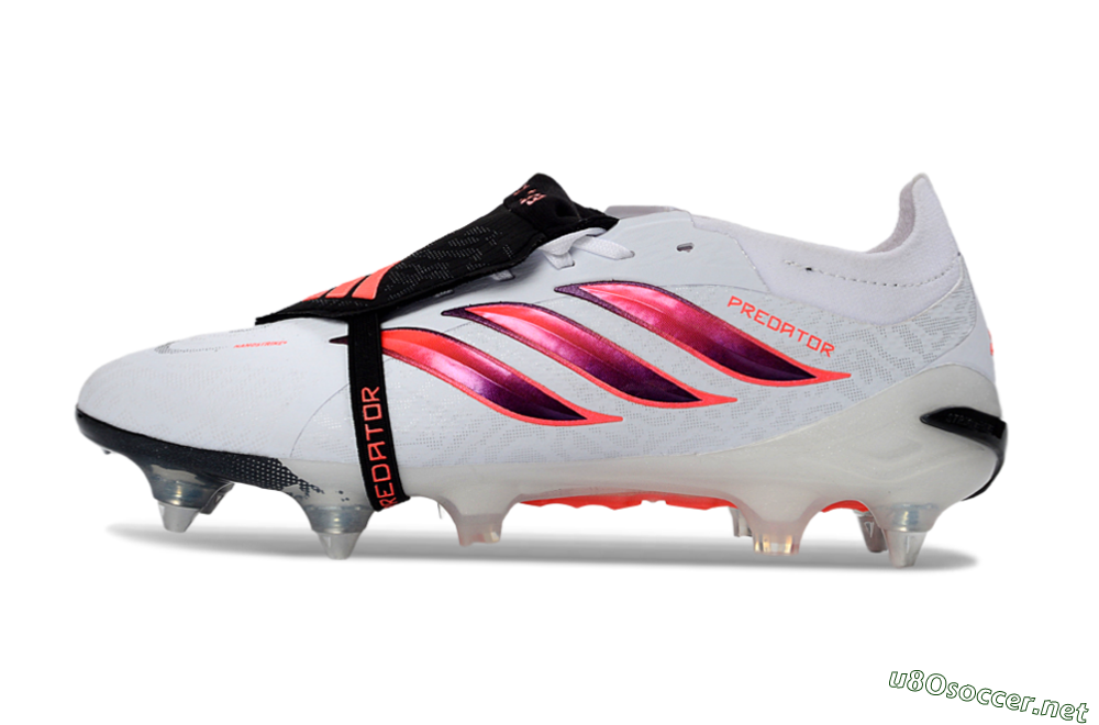 Men's Adidas Predator 26 Elite Fold-Over Tongue SG Football Boots - White/Electric Pink/Sleek Black 0