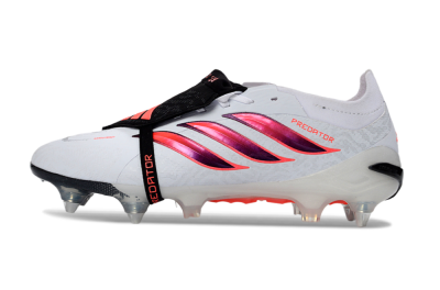 Men's Adidas Predator 26 Elite Fold-Over Tongue SG Football Boots - White/Electric Pink/Sleek Black