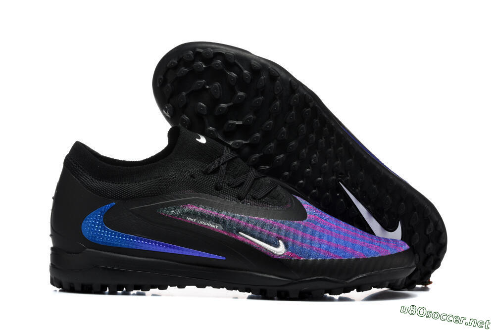 Men's Nike Phantom 6 Elite Low TF Football Shoes - Black/Royal Blue/Magenta 2