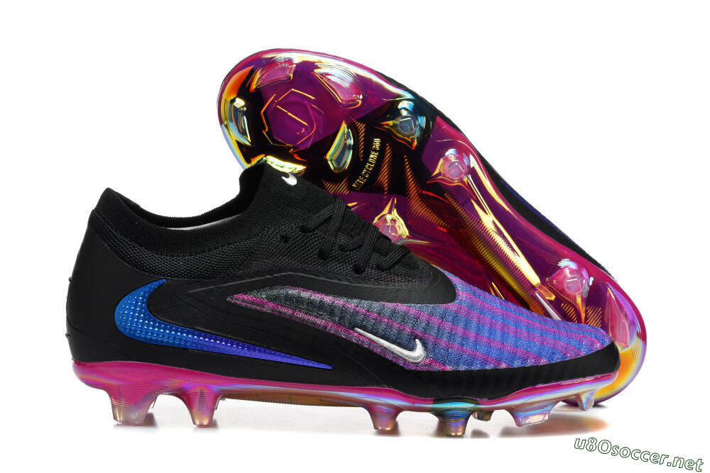 Men's Nike Phantom 6 Elite Low FG Football Boots - Black/Vibrant Purple/Metallic Blue 2