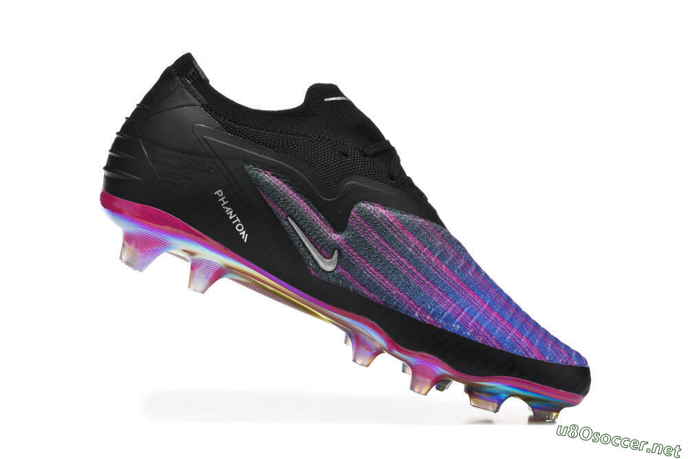 Men's Nike Phantom 6 Elite Low FG Football Boots - Black/Vibrant Purple/Metallic Blue 7