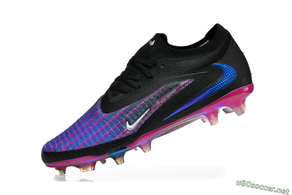 Men's Nike Phantom 6 Elite Low FG Football Boots - Black/Vibrant Purple/Metallic Blue 8