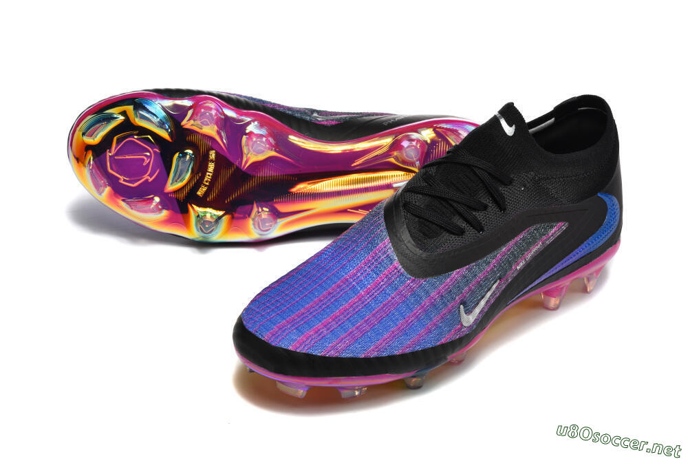 Men's Nike Phantom 6 Elite Low FG Football Boots - Black/Vibrant Purple/Metallic Blue 3