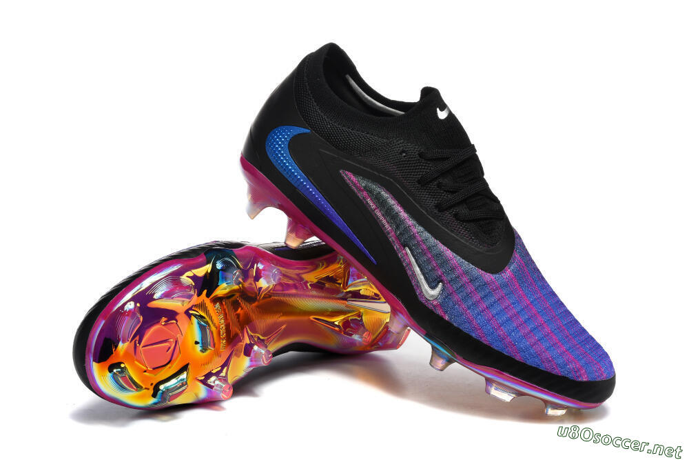 Men's Nike Phantom 6 Elite Low FG Football Boots - Black/Vibrant Purple/Metallic Blue 4