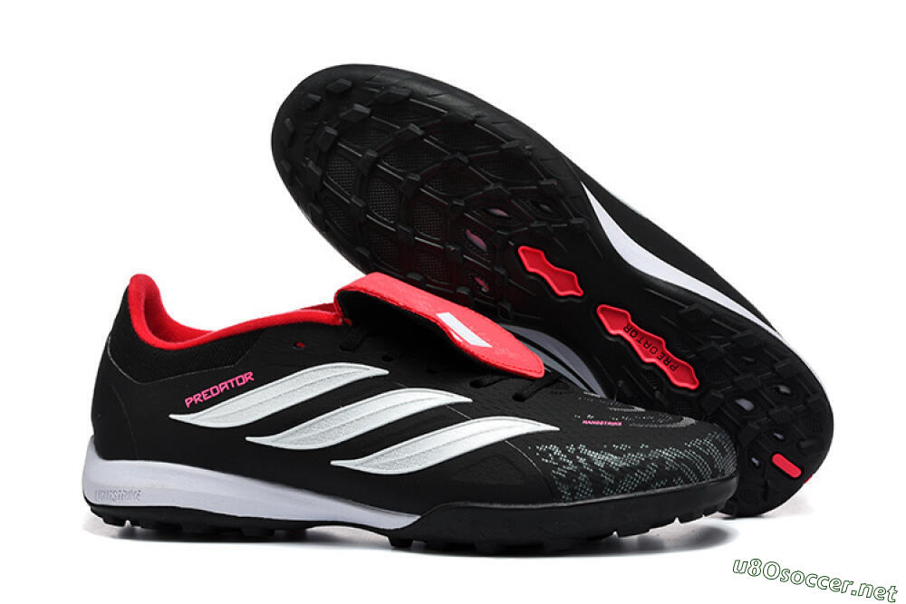 Men's Adidas Predator 26 Elite Fold-Over Tongue TF Football Shoes - Black/Electric Pink/White 2