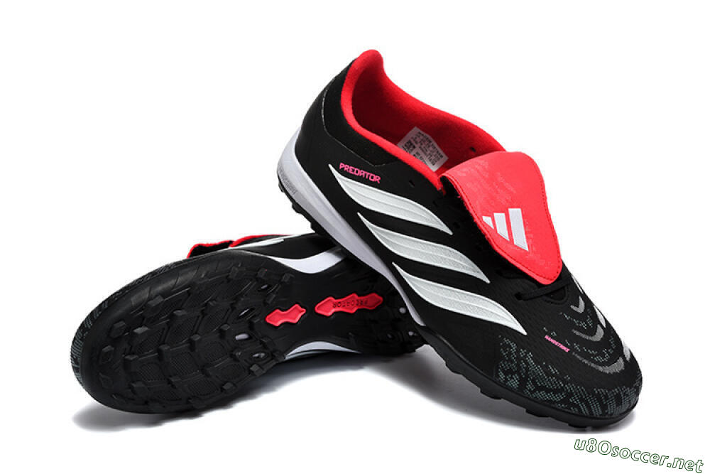 Men's Adidas Predator 26 Elite Fold-Over Tongue TF Football Shoes - Black/Electric Pink/White 4