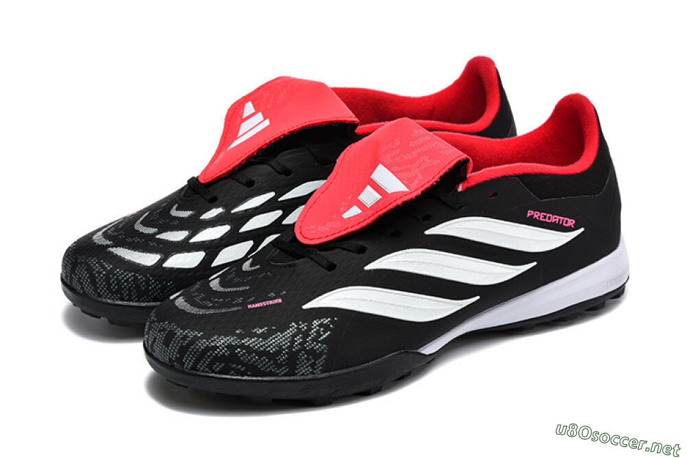 Men's Adidas Predator 26 Elite Fold-Over Tongue TF Football Shoes - Black/Electric Pink/White 5