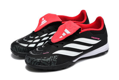 Men's Adidas Predator 26 Elite Fold-Over Tongue TF Football Shoes - Black/Electric Pink/White