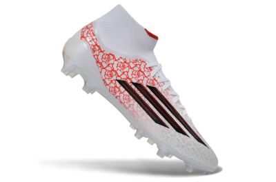 Men's Adidas F50 Elite Mid FG Football Boots - White/Rose Red/Black