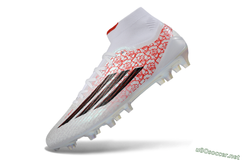 Men's Adidas F50 Elite Mid FG Football Boots - White/Rose Red/Black 5