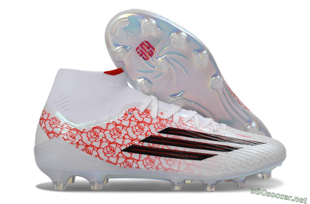 Men's Adidas F50 Elite Mid FG Football Boots - White/Rose Red/Black 2