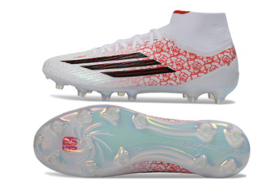 Men's Adidas F50 Elite Mid FG Football Boots - White/Rose Red/Black